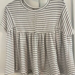 Striped White and Black Top